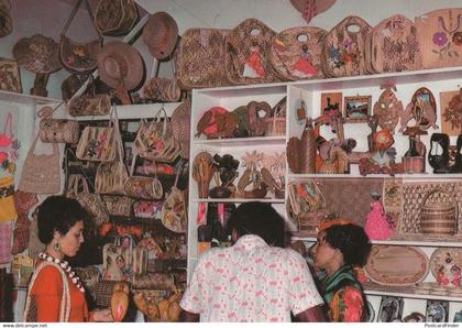 Buying African Masks in Roseau Shop Dominica Postcard