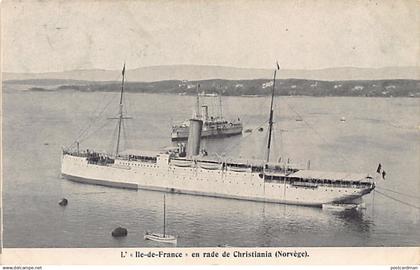 Norway - French steamer Ile-de-France in Christiania natural harbour - Publ. unknown