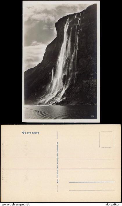 Postcard Norwegen Allgemein Fjord Wasserfall, River Fall Waterfalls 1930