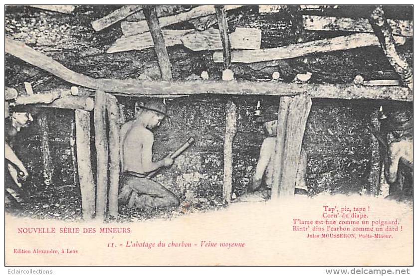 Nord-Pas de Calais  59 -  62   Thème mines: Nouvelle série des mineurs. L'abattage du charbon