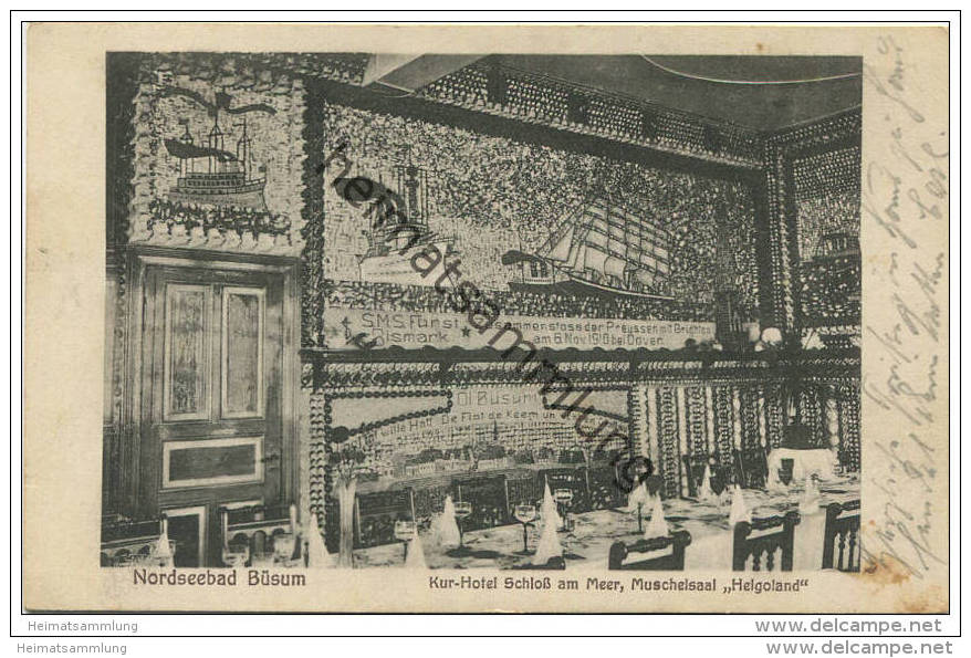 Nordseebad Büsum - Kurhotel Schloss am Meer - Muschelsaal - Verlag B. Busch Büsum - Bahnpost gel. 1925