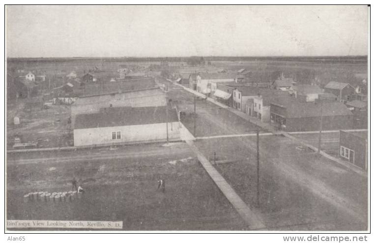 North Revillo SD South Dakota, Panoramic View of Town Main Street, c1910s Vintage Postcard