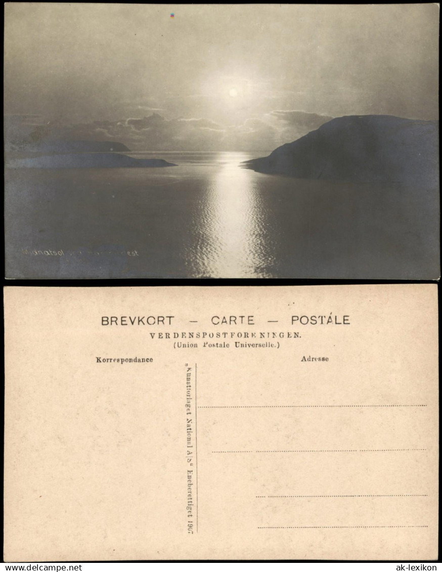 Norwegen Allgemein Norwegen Norge Mitternachtssonne Stimmungsbild 1913