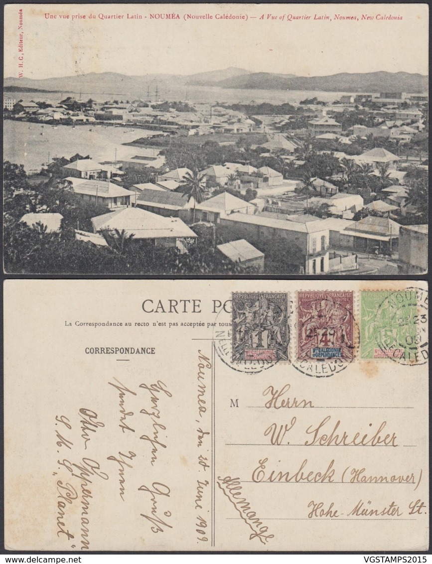 Nouvelle-Calédonie 1908 - CP Nouméa " Une vue prise du Quartier Latin " (5G) DC1142