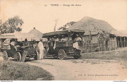 CPA NOUVELLE CALEDONIE - Tomo - garage des autos - collection Guerin - animé - voitures anciennes