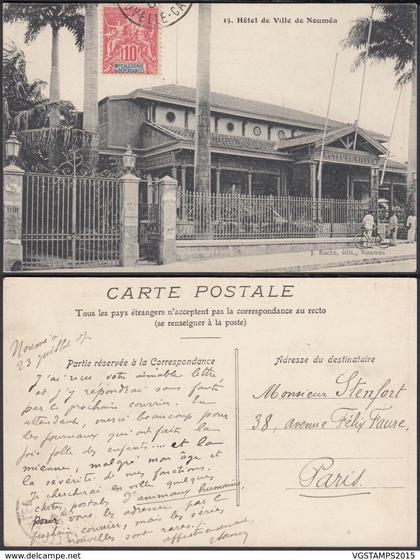 Nouvelle-Calédonie 1907 - CP " Hôtel de Ville de Nouméa " (5G) DC1150