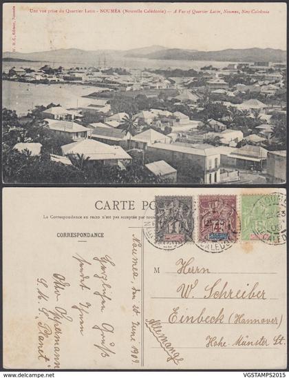 Nouvelle-Calédonie 1908 - CP Nouméa " Une vue prise du Quartier Latin " (5G) DC1142