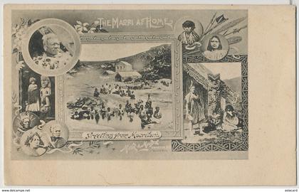 Greetings from Maoriland Multi View card Muir and Moodie Dunedin Aborigenes