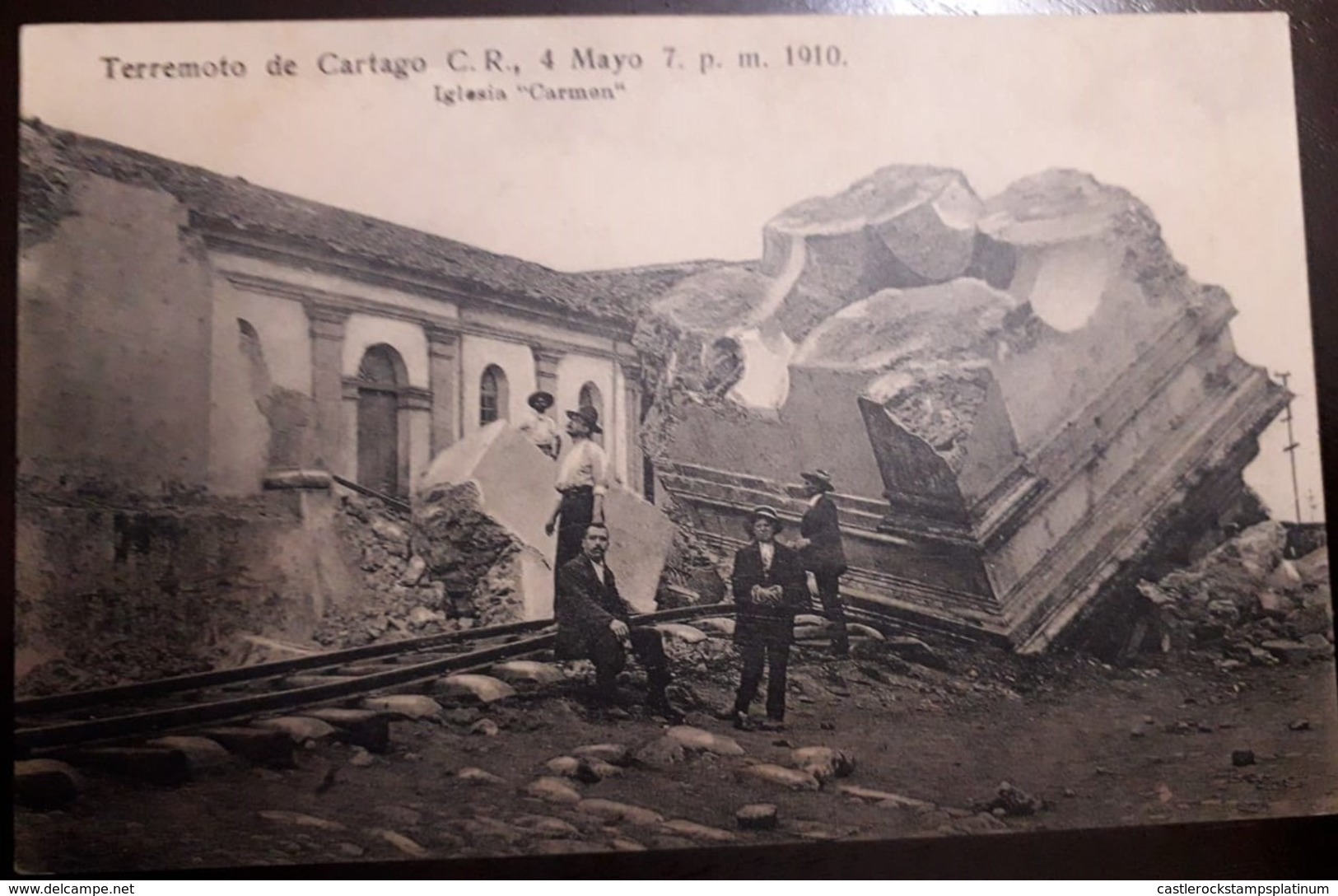 O) 1910 CIRCA - COSTA RICA, EARTHQUAKE OF CARTAGO C.R - SINISTER  - CARMEN CHURCH, OLD POSTAL CARD, XF