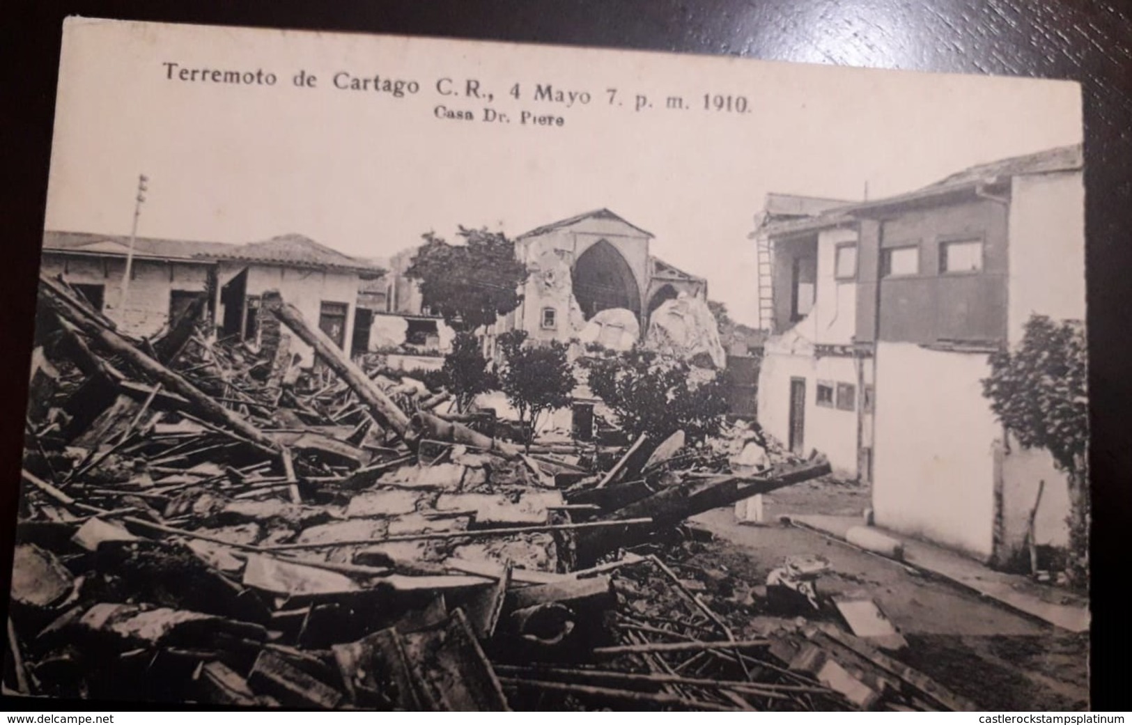 O) 1910 CIRCA  COSTA RICA, EARTHQUAKE OF CARTAGO C.R. -SINISTER -DR PIERRE HOUSE. OLD POSTAL CARD, XF