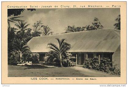 oceanie- ref 38- oceanie -iles cook -rarotonga -ecole des soeurs   -carte bon etat -