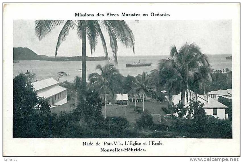 oceanie- ref 44- oceanie - missions des peres maristes en oceanie -rade de port vila -nouvelles hebrides-