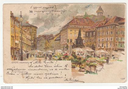 Graz old postcard posted 1903 Graz to Zagreb b200625