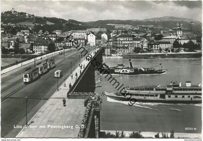 Linz-Urfahr mit Pöstlingberg - Dampfer Stadt Passau und Monavlje - Foto-AK Grossformat