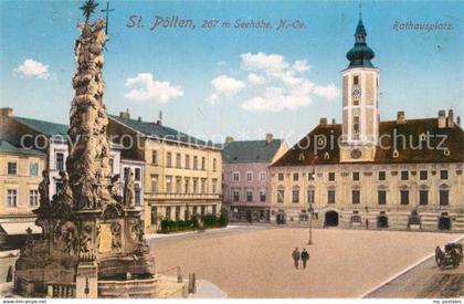 43008489 St Poelten Rathausplatz mit Brunnen St. Poelten