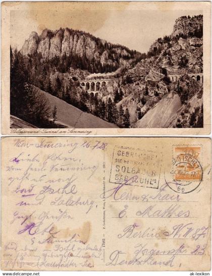 Ansichtskarte Semmering Polleroswand-Tunnel am Semmering 1922