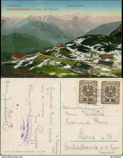 Ebensee Kranabethsattelhütte u. Almen bei Ebensee, Schutzhütte Alpen 1912