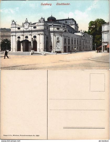 Ansichtskarte Salzburg Strassen Partie am Stadttheater Stadt-Theater 1910