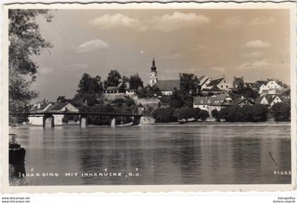 Schärding mit Innbrücke old postcard travelled 1960 Schärding Pmk b170620