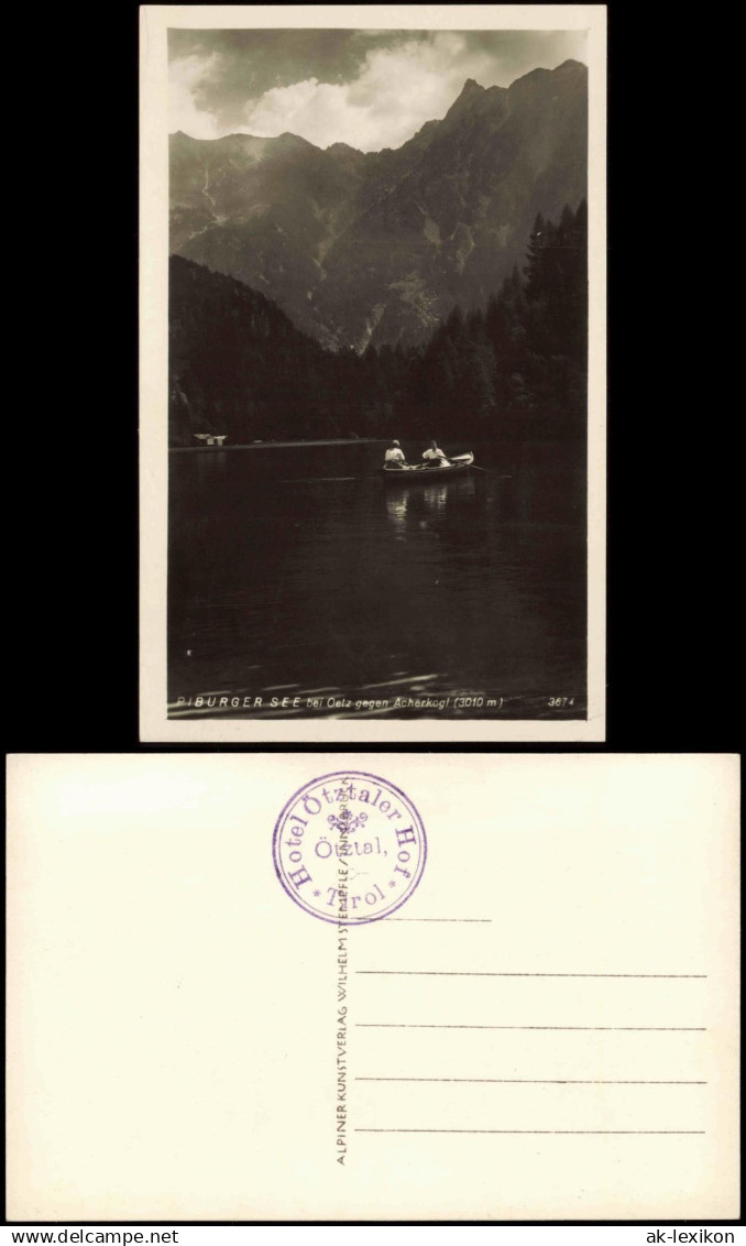 Oetz Ötz Tirol Ruderboot PIBURGER SEE bei Oetz gegen Acherkogl (3010 m) 1930