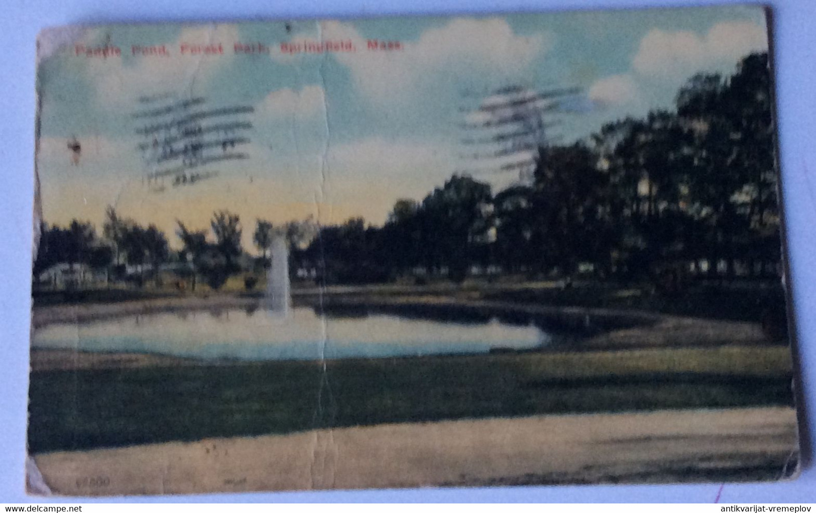 OLD POSTCARD  America > United States > MA - Massachusetts > Springfield PADDLE POND FOREST PARK AK SENT  1914