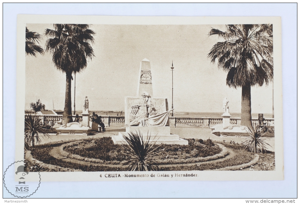 Old Postcard from Ceuta - Monumento de Galán y Hernandez / Galan and Hernandez Monument