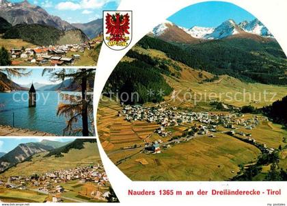 73023836 Nauders Tirol Panorama Versunkene Kirche Fliegeraufnahme