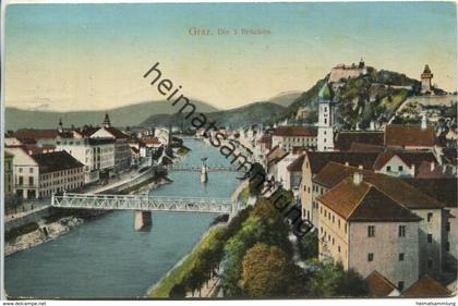 Graz - Die drei Brücken - Verlag F. Knollmüller Graz 1912 gel. 1914