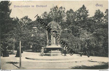 Graz - Wetterhäuschen - Wettersäule im Stadtpark - Verlag Franz Knollmüller Graz gel. 1906