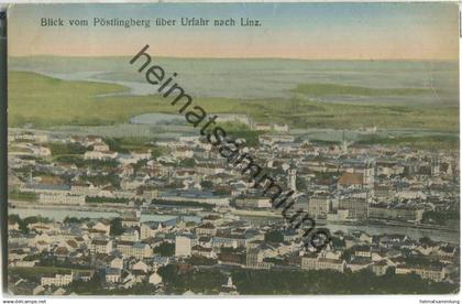 Blick vom Pöstlingsberg über Urfahr nach Linz - Verlag Hermann Seibt Meissen 1916