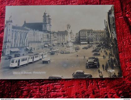 Linz ist die Landeshauptstadt von Oberösterreich Tramway voitures automobiles anciennes Postkarte Carte Postale