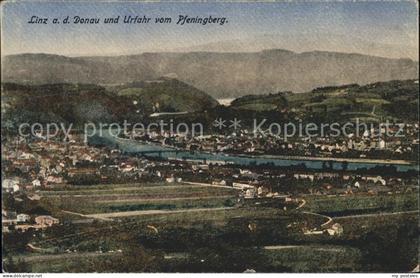 71555111 Linz Donau Panorama Donau und Urfahr Blick vom Pfeningberg Linz