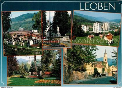 73073125 Leoben Teilansichten Brunnen Kirche Viehweide Kuehe Leoben