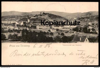 ALTE POSTKARTE GRUSS AUS VOITSBERG TOTALANSICHT AUS SÜDWEST BAHNHOF Gleisanlagen Waggon Steiermark gare railway station