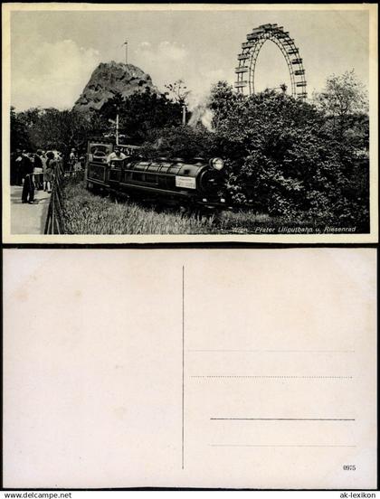 Ansichtskarte Prater-Wien Prater Liliputhahn u. Riesenrad 1930