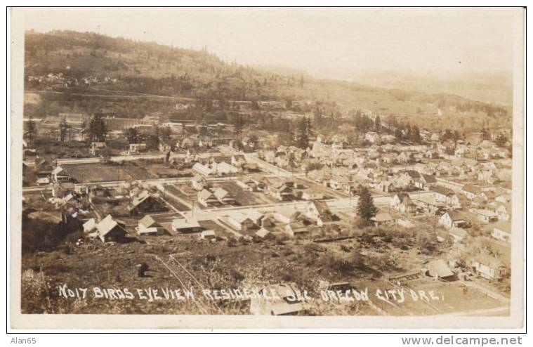 Oregon City OR Aerial View on Real Photo Postcard