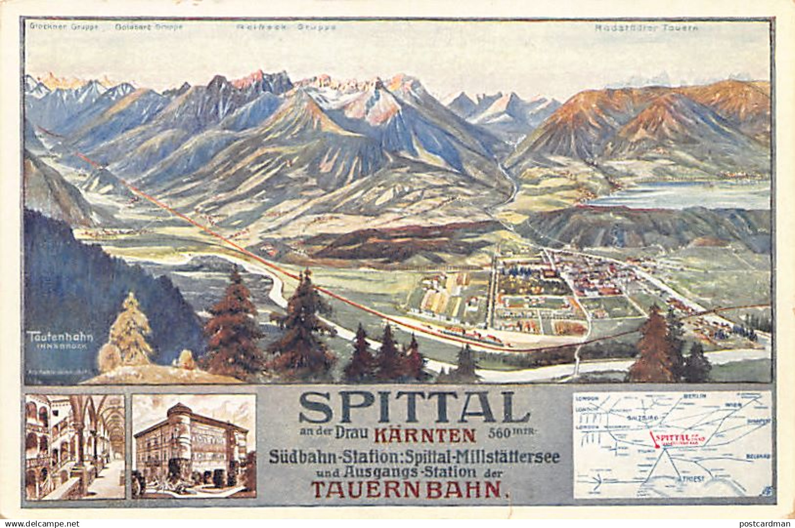 Österreich - Spittal an der Drau (K) Litho - Gesamtansicht - Karte beschädigt, siehe Scan