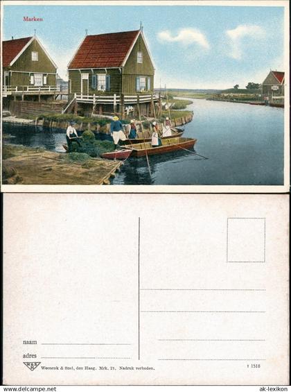 Postkaart Marken-Waterland Insel Marken Heuernte - Boote Häuser 1916