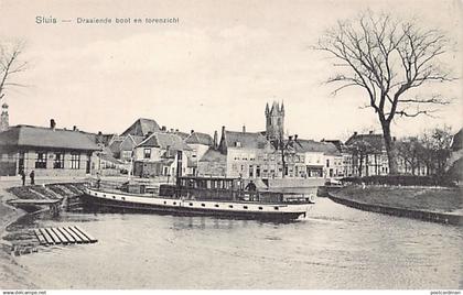 SLUIS - Draaiende boot en torenzicht - Uitg. A. de Pauw