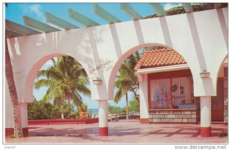 Palmbeach Aruba, Basi-Ruti Hotel Club, Great Decor Architecture on c1950s Vintage Postcard