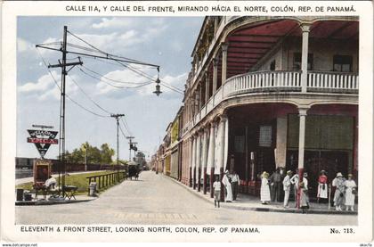 PC PANAMA, PANAMA CITY, 11TH & FRONT STREET, Vintage Postcard (b42565)