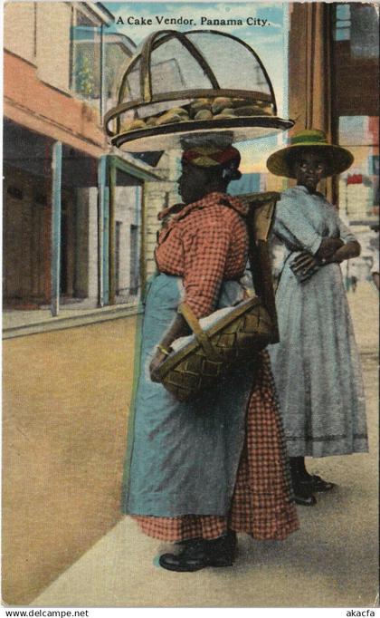 PC PANAMA, PANAMA CITY, A CAKE VENDOR, Vintage Postcard (b34993)