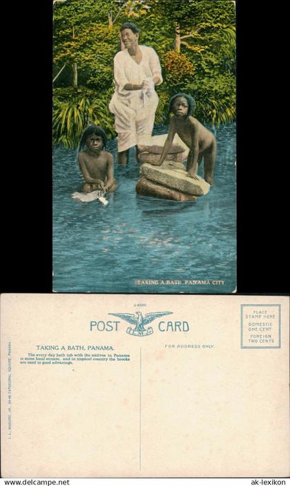 Postcard Panama-Stadt Panamá City: Taking a bath 1906