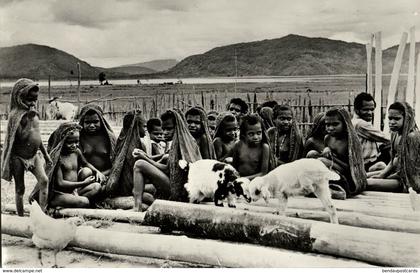 dutch new guinea, Native Papua School Children at Bomou, Lake Tage (1950s) RPPC