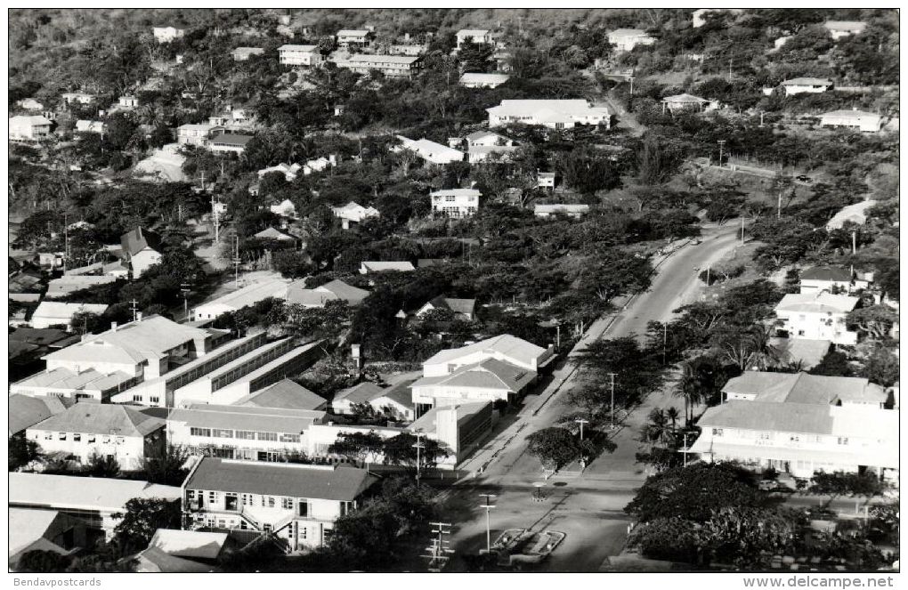 papua new guinea, MORESBY, Business Centre, Aerial View (1950s) RPPC