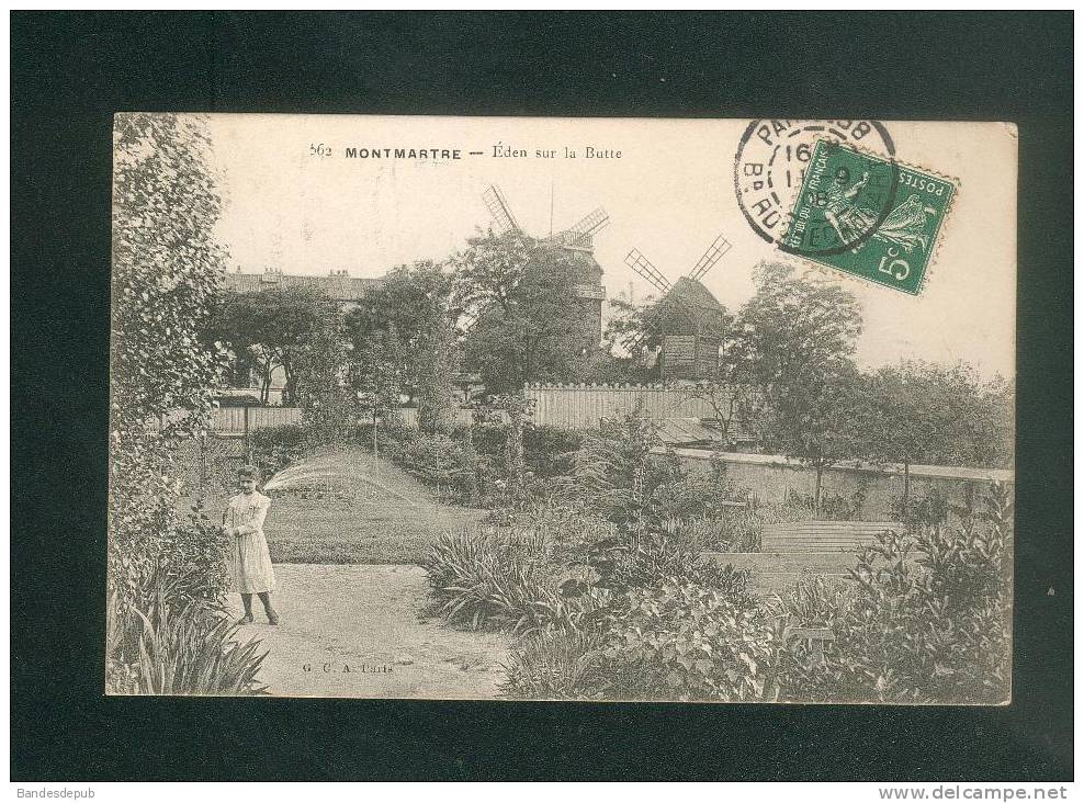 Paris 18 - Montmartre - Eden sur la Butte ( animée fillette jardin moulin en arrière plan G.C.A. n.562)