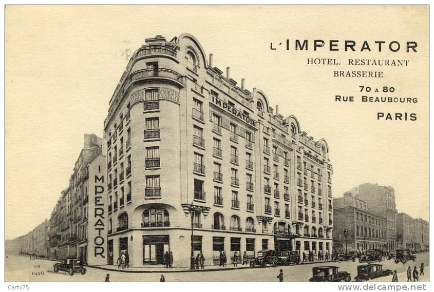 PARIS 75003 - Hôtel L'IMPERATOR Rue Beaubourg - Brasserie