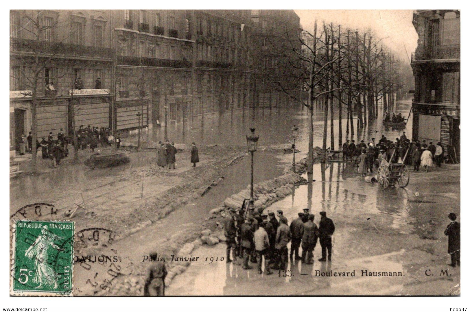 Paris - Crue de la Seine - Inondations de 1910 - Boulevard Haussmann