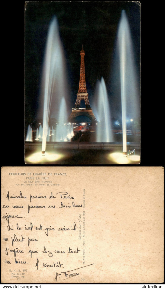 Paris LA NUIT La Tour Eiffel illuminée, Eiffelturm beleuchtet 1970