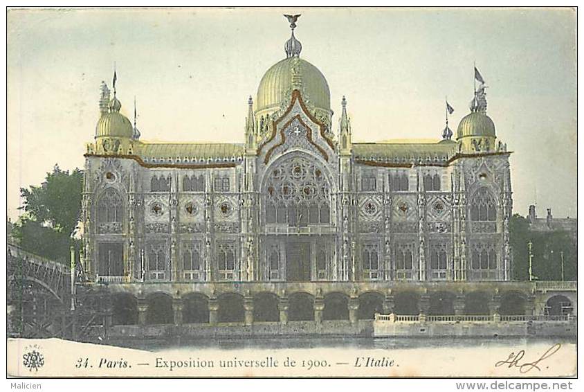 paris - ref B299 - exposition universelle de 1900 - pavillon de l italie - carte colorisee bon etat -